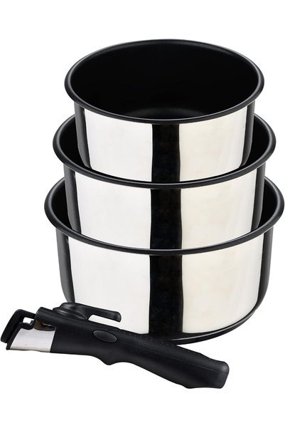 Generic Click&Cook 4-Piece Saucepan Set, Made of Stainless Steel and Non-Stic...