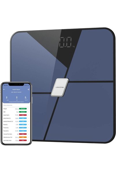 Generic ميزان شخصي رقمي بتقنية البلوتوث - لون أزرق داكن، أبعاد 30.2 × 30.2 × ...