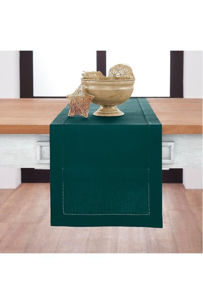 Generic Cotton Linen Dark Green Table Runner 120 Inches Long - Hemstitch 14 x...