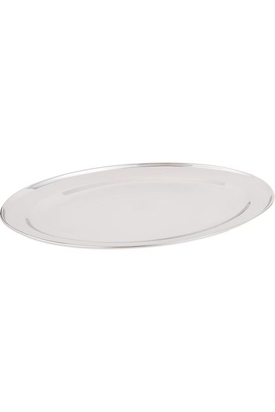 Generic صينية بيضاوية من الفولاذ، 40 سم، فضية، OT0040، قطعة واحدة.