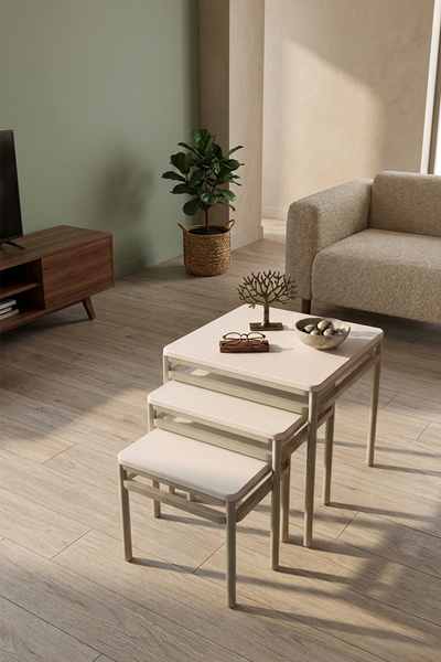 Wood House MERCAN ZİGON SEHPA (cappucino-bute beyaz)