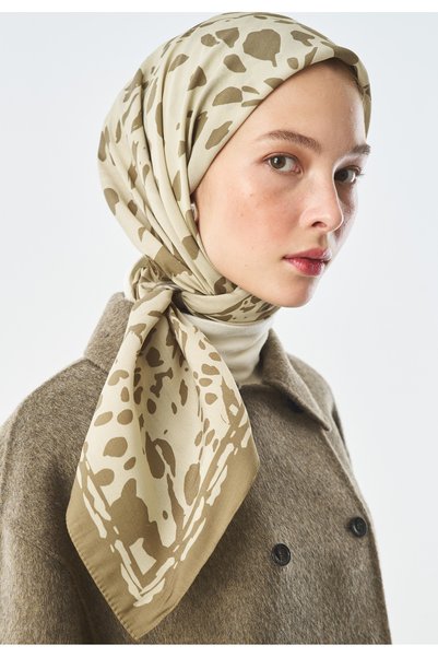 Freshscarfs Wild Muse Patterned Cotton-Silk Scarf, Sand