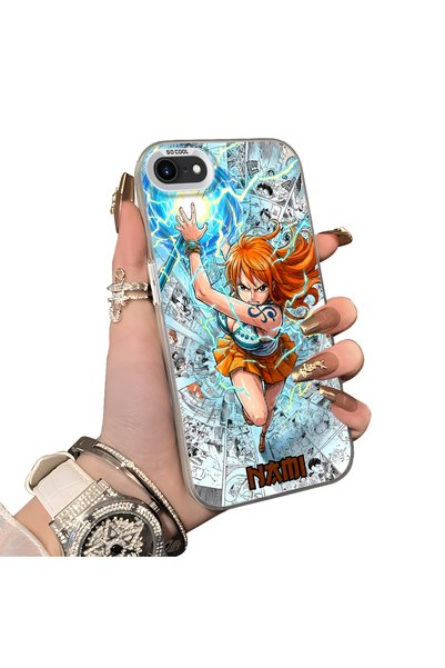Hontinga iPhone SE 2020 Compatible Silicone Hard-Edge Back Case with Nami Pat...