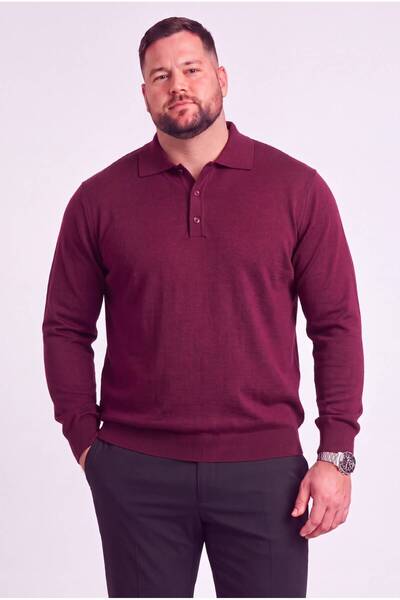 Kaptan Classic Wool Blend Plus Size 3XL-4XL-5XL-6XL polo collar men’s knit sw...