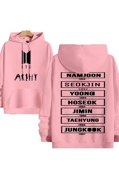 Vordevia BTS Army pamučna dukserica sa printom, sa 3 niti, brušena, oversized...