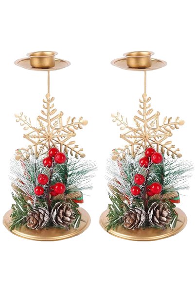 GGEROU Christmas Candleholders, Snowflake and Pinecone Christmas Decorations,...