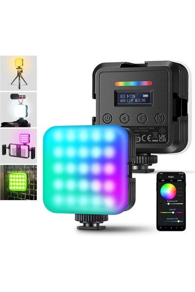 Generic ضوء فيديو RGB مغناطيسي RGB62 مع تحكم عبر التطبيق، عبوة من قطعتين 360 ...