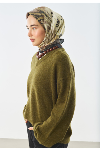 Freshscarfs Eșarfă din bumbac și mătase cu model „Garden View”, negru