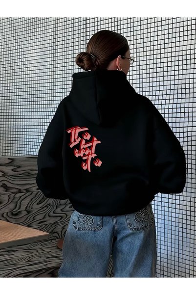 FUFLUNS "IT IS WHAT IT IS" PRINTED OVERSIZED UNISEX WOMEN'S/MEN'S HOODED SWEA...