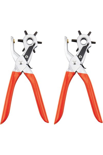 Generic Leather Hole Puncher Set of 2 -Adjustable 6-Size Punch Tool with Anti...