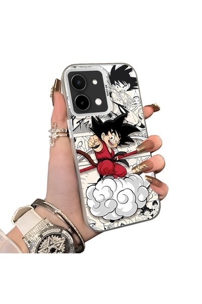 Hontinga Vivo Y28 Compatible Silicone Edge-to-Edge Hard Back Case with Goku D...