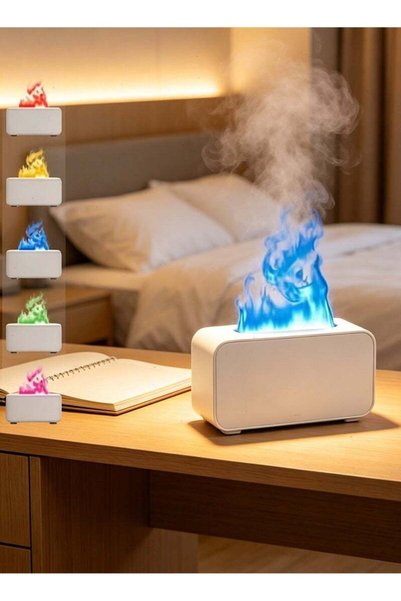 Yoawllty جهاز ترطيب صغير بتصميم لهب LED، مزود بألوان متعددة، وجهاز ترطيب للزي...