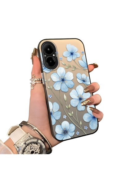 Hontinga Realme 12 Lite Compatible Silicone Hard-Edge Back Case with Floral P...