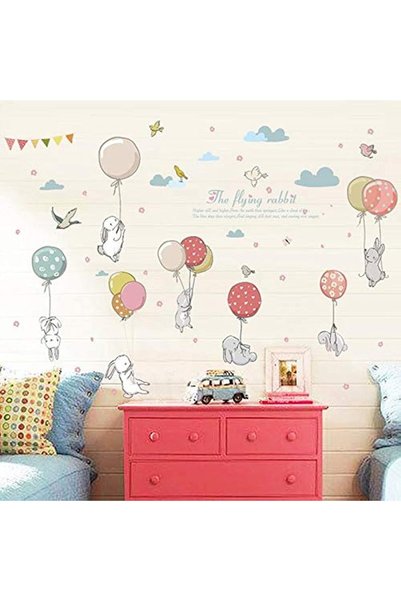 Generic Rabbit Balloon Wall Sticker Kids Room Decoration Kindergarten Classro...