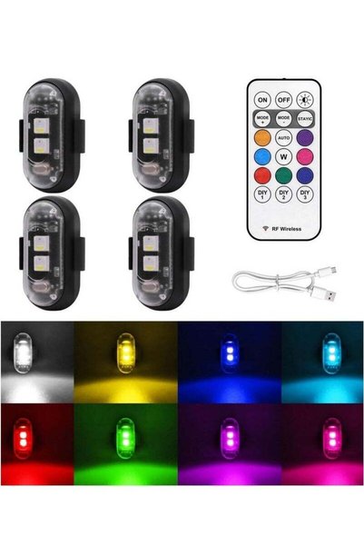 Generic 4 قطع من مصابيح LED اللاسلكية المضيئة مع جهاز تحكم عن بعد، 8 ألوان، ش...
