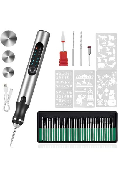 AZONEE Electric Engraving Pen with 37 Bits, USB Rechargeable Cordless Engravi...