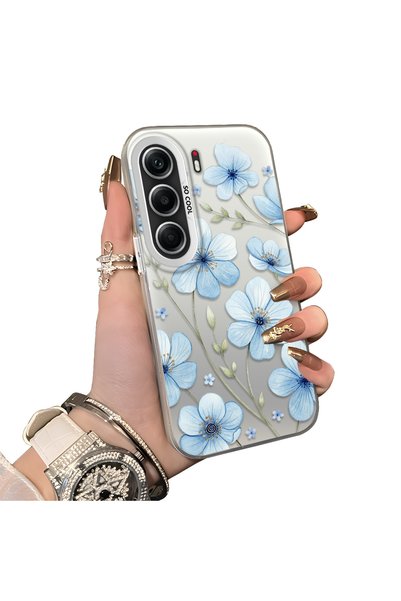 Hontinga Tecno Camon 40 Compatible Silicone Hard Edge Back Case with Floral P...