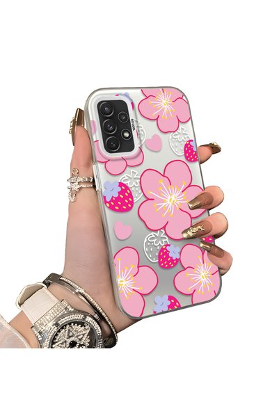 Hontinga Samsung Galaxy A72 Compatible Silicone Hard-Edge Back Case with Stra...