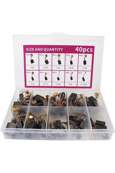 Generic Electric Motor Carbon Brushes 40Pcs, 10 Different Models of Carbon Br...
