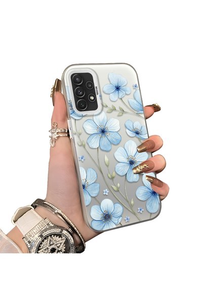 Hontinga Samsung Galaxy A72 Compatible Silicone Hard-Edge Back Case with Flor...