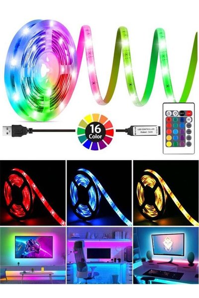 Generic شريط إضاءة LED متعدد الألوان بتقنية RGB لغرفة النوم - مع جهاز تحكم عن...