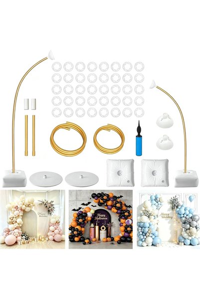 Generic Gold Bendable Half Balloon Arch Stand Kit 8.2ft & 5ft for for Ramadan