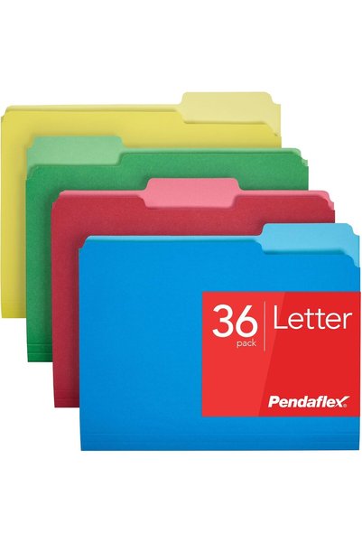 Generic Two-Tone Color File Folders, Letter Size, Assorted Colors (Bright Gre...