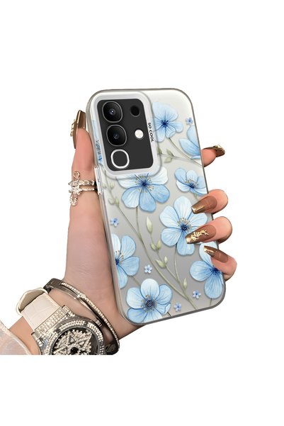 Hontinga Vivo Y29 Compatible Silicone Hard-Edge Back Case with Floral Print—C...