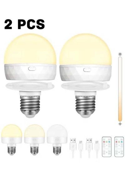 Arabest عبوة من مصباحين LED E27، مصابيح قابلة للتعتيم وإعادة الشحن مع جهاز تح...