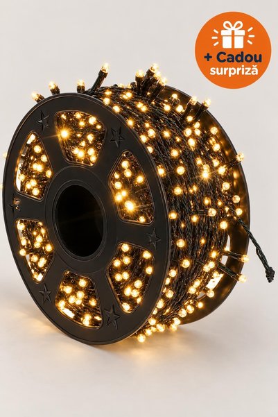 OferteTop Instalație de Crăciun 100 m pe Rolă, LED, Jocuri de Lumini, Exterio...