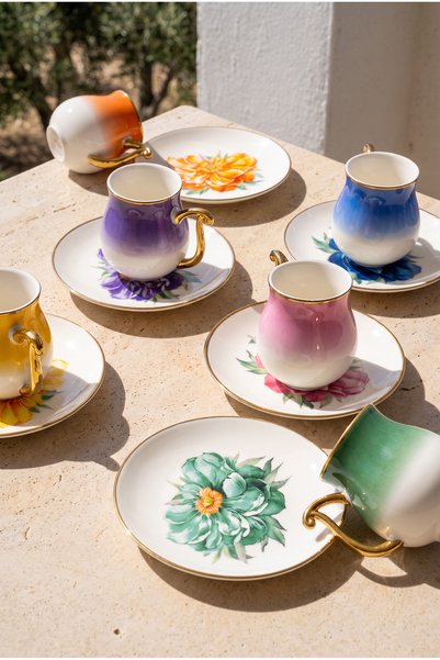 AĞBABA MIEN ORTANCA 6-PIECE COFFEE CUP SET