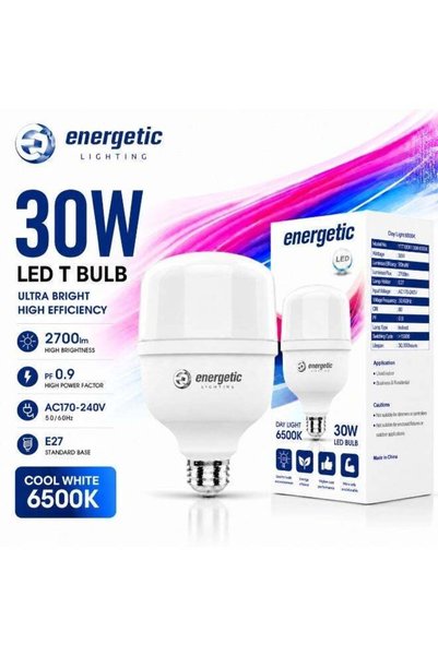 Energetic مصباح LED على شكل حرف T، موديل YTT100X1، بقوة 30 واط، قاعدة E27، لو...