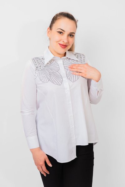 OEM Cămașă albă elegantă cu aplicații decorative