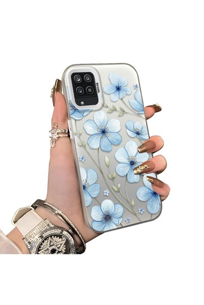 Hontinga Samsung Galaxy A12 Compatible Silicone Hard-Edge Back Case with Flor...