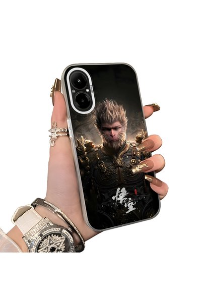 Hontinga Realme 12 Lite Compatible Silicone Hard-Edge Back Case with Wukong P...