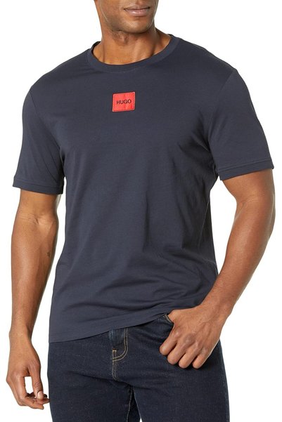 Generic mens Ribbed Crew Neck Regular Fit Center Logo T-shirt T-Shirt
