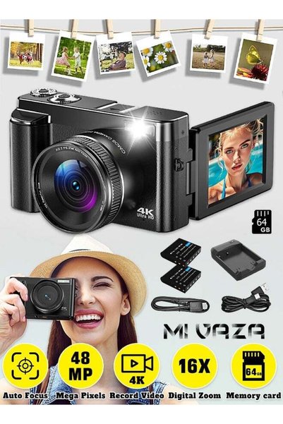 Mi VAZA كاميرا رقمية بدقة 4K للتصوير الفوتوغرافي - كاميرا مخصصة لتصوير الفيدي...