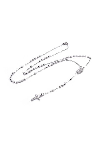 Tios Colier rozariu, lucrat manual, cuburi de 2,5x2,5x2,5 mm, oțel inoxidabil...