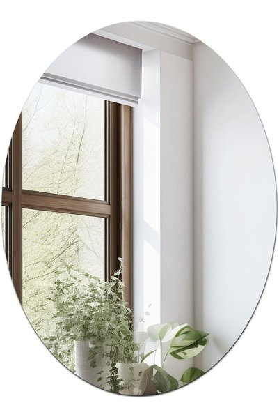 Generic Adhesive Oval Wall Mirror 42 x 13 cm, Acrylic Self-Adhesive Mirror
