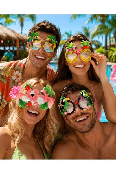 Generic Beach Party Accessories – Tropical Photo Booth Glasses Props with Fla...