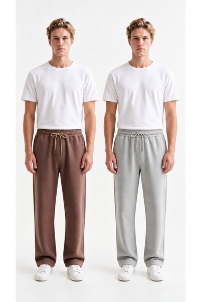 VESTRO Men's 3 Threaded Ribbed Sweatpants with Straight Legs, Comfortable Cut...