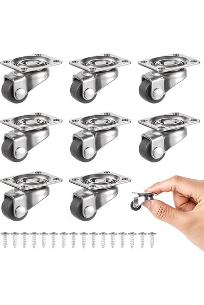 Generic 8 Pcs Small Caster Wheels 1/2 inch, Soft Rubber Swivel Caster with 36...
