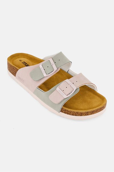 MUDD Women Adjustable Buckle Two Strap Cork Sandals, Multicolor
