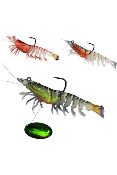 Generic 3PCS Soft Fishing Lures, Saltwater Lures, Realistic Shrimp, High Qual...