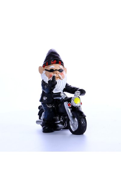 Generic Brand Gnom de grădină din rășină, cu tematică motocicletă, pentru dec...