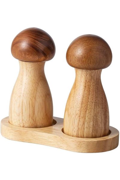 Generic Wood Pepper Grinder Set, Acacia Wood Salt and Peppers Set, Cute Mushr...