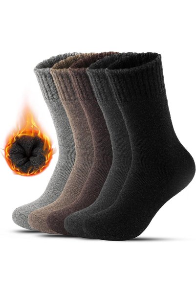 Generic Men's Thermal Socks, 5 Pairs, 60% Wool Socks, Warm Winter Socks, Brea...