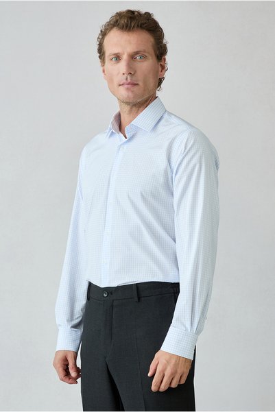 Kiğılı Long Sleeve Regular Fit Plaid Cotton Easy-Iron Classic Shirt