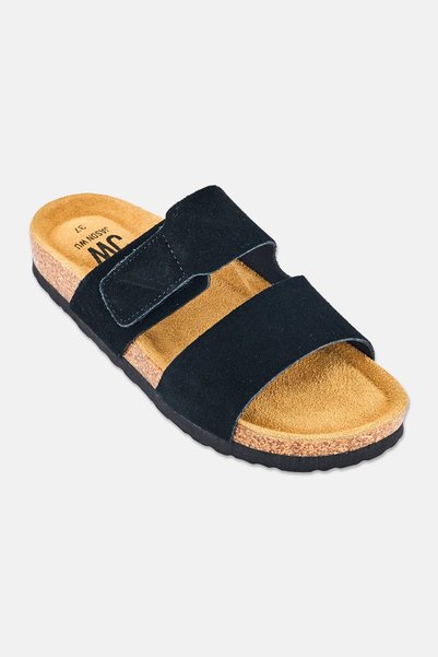 JASON WU Women Velcro Two Strap Cork Sandals, Black