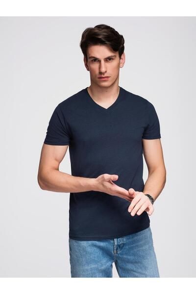 OMBRE Tricou bărbătesc, croială normală, decolteu în V, jerseu moale din bumb...
